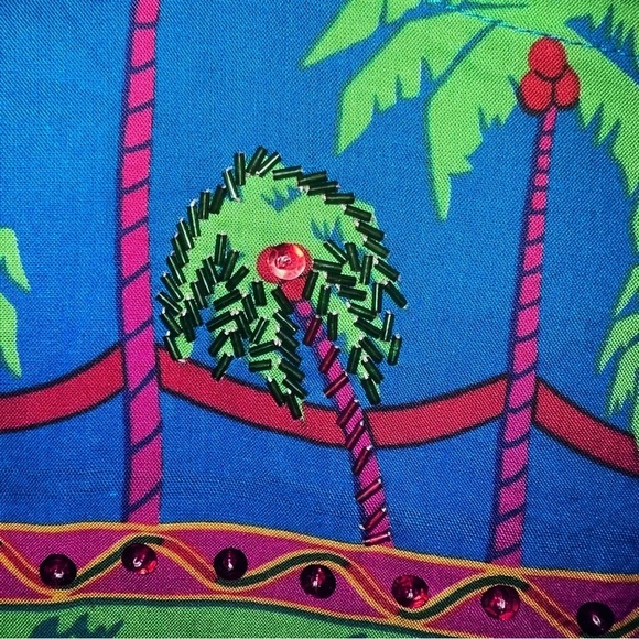SPA by Chicos women L Cropped Top
Colorful Art to Wear sequin palm trees fringe - Picture 7 of 10